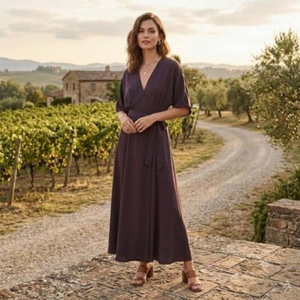 Babaton Aritzia Sz S Allude Kimono Wrap Dark Purple Jewel Tone Belted Midi Dress